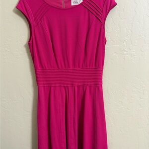 Eliza J hot pink pintucked waist flare dress barely used size 10